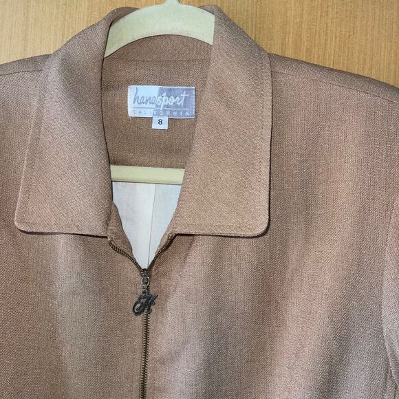 Hana Sport Vintage Womens Jacket Size 8 Tan Zipper Front Pockets Casual - Picture 10 of 10
